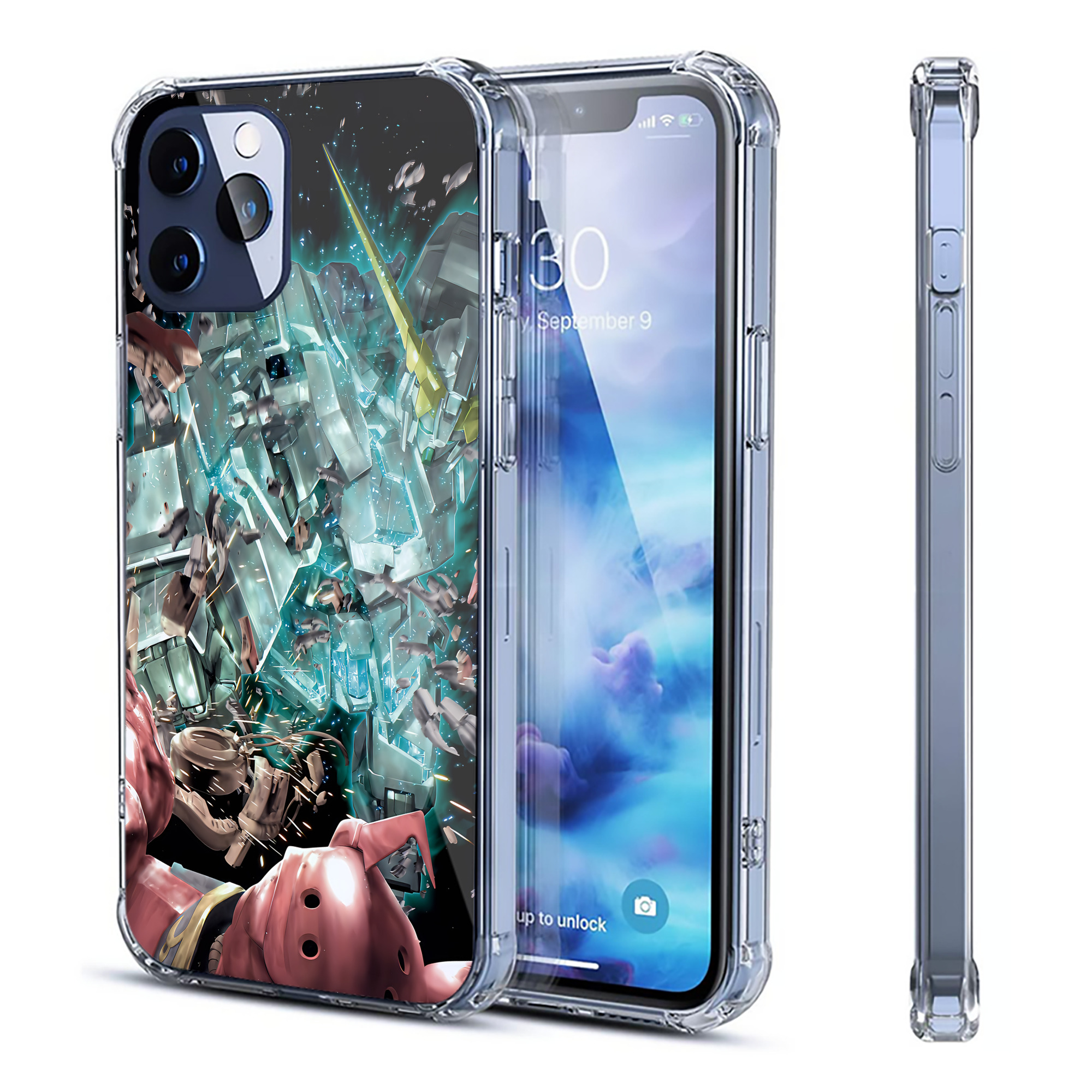 （画像用） 機動戦士ガンダム Mobile Suit Gundam 【iPhone 12シリーズ対応】透明スマホケース（クリアソフトケース）